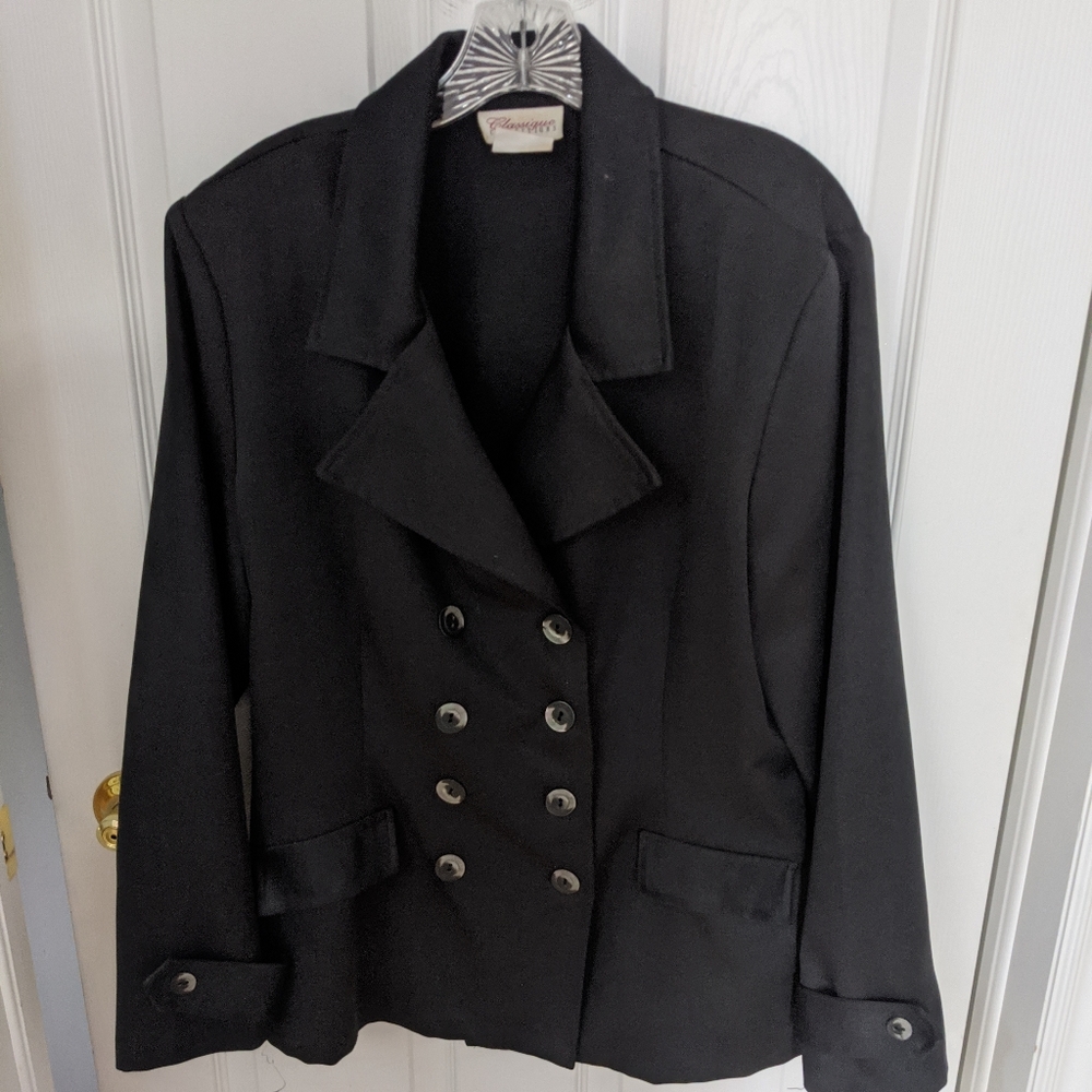Ladies black double breasted blazer size 15